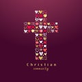 Jesus cross shape and set of creative hearts Royalty Free Stock Photo