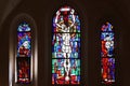 Jesus on the Cross, stained glass window in the church of St. Martin in Dugo Selo, Croatia Royalty Free Stock Photo