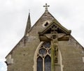 Jesus On Cross With Victorian Church In Background