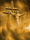Jesus and crosses Royalty Free Stock Photo