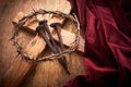 Jesus Crown Thorns and nails on Old and Grunge Background. Royalty Free Stock Photo