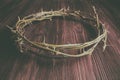 Jesus Crown Thorns on Old and Grunge Wood Background Royalty Free Stock Photo