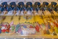 Jesus dead Mosaic in Church of the Holy Sepulchre, Jerusalem Christian Quarter, Palestine. Royalty Free Stock Photo