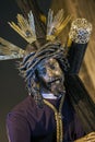 Jesus del Gran Poder with the cross on the shoulder in the Holy Week in Seville Royalty Free Stock Photo