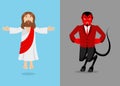 Jesus and devil. Christ and Satan. Son of God and demon Lucifer. Royalty Free Stock Photo