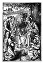 Jesus Blesses the Little Children When They are Brought to Him vintage illustration