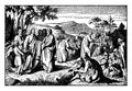 Jesus Feeds More Than Four Thousand People with Seven Loaves and Two Fishes vintage illustration