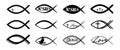 Jesus fish icons isolated on a white Royalty Free Stock Photo