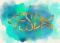 Jesus fish symbol. christian logo. watercolor. Royalty Free Stock Photo