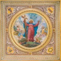 Jesus fresco in the ceiling of the Church of the Suore Missionarie di GesÃÂ¹ Eterno Sacerdote, in Rome, Italy. Royalty Free Stock Photo