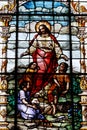 Jesus friend of children stained glass window the Royalty Free Stock Photo