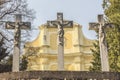Jesus, Gestas and Dismas on the crosses Royalty Free Stock Photo