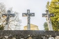 Jesus, Gestas and Dismas on the crosses Royalty Free Stock Photo