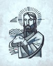 Jesus Good Shepherd illustration Royalty Free Stock Photo