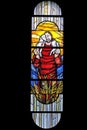 Jesus the Good Shepherd, stained glass window in Chapel at cemetery in Ursberg, Germany
