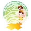 jesus guiding a little girl. Vector illustration decorative design