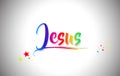 Jesus Handwritten Word Text with Rainbow Colors and Vibrant Swoosh