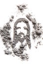 Jesus head face portret drawing made in ash or dust Royalty Free Stock Photo