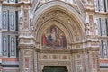 Jesus holding globe mosaic, Christ Pantocrator on portal of Florence Cathedral in Florence, Italy