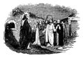 Jesus Speaks to Ten Lepers vintage illustration