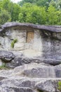 Jesus icon in a rock wall