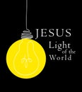 Jesus Light of the World Light Bulb with Dark Background