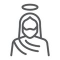 Jesus line icon, christianity and god, christ sign, vector graphics, a linear pattern on a white background.