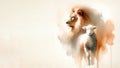 Jesus, the lion, the lamb of God. Digital watercolor painting Royalty Free Stock Photo