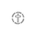 Jesus loves you with christian cross isolated on white background Royalty Free Stock Photo