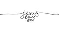 Jesus loves you line calligraphy with swashes. Royalty Free Stock Photo