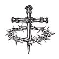 Jesus nail cross with thorn crown Royalty Free Stock Photo