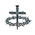 Jesus nail cross with thorn crown Royalty Free Stock Photo