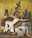 Jesus is nailed to the cross, 11th Stations of the Cross Royalty Free Stock Photo