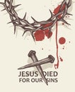 Jesus nails with thorn crown Royalty Free Stock Photo