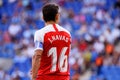 Jesus Navas plays at the La Liga match between RCD Espanyol and Sevilla CF at the RCDE Stadium Royalty Free Stock Photo