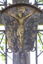 Jesus on old metal cross Royalty Free Stock Photo