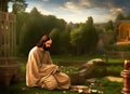 Jesus praying in the Garden of Gethsemane Royalty Free Stock Photo