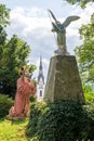 Jesus is praying to Angel and God, statue on Kalvarienberg, Calvary Mountain, Bad Tolz, Bavaria, Germany Royalty Free Stock Photo