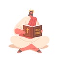 Jesus Religious Character Reading The Bible, Holy Book Of Christianity, Signifies His Devotion To Scripture Royalty Free Stock Photo