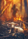 Jesus rescues lamb in the fire