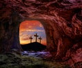 Jesus resurrection sepulcher grave cross Royalty Free Stock Photo