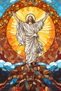 Jesus resurrection, stained glass, AI generated