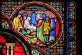 Jesus Revives Widows Son, stained glass window from Saint Germain-l`Auxerrois church in Paris