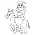 Jesus Riding Donkey Isolated Coloring Page