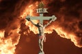 Jesus Saves illustration with burning sky