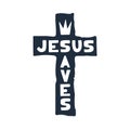 Jesus saves religious lettering brush illustration art design for Christian Bible church t-shirt, print, postcard Royalty Free Stock Photo