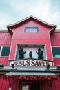 Jesus Saves Sign Above Tourist Shop in Pigeon Forge, Tennessee