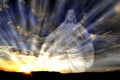 Jesus in the Sky with Rays of Light Love Hope Royalty Free Stock Photo