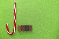 Jesus Spelled with a Candy Cane and Block Letters