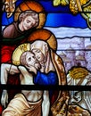 Jesus taken from the Cross - Stained Glass - Good Friday Royalty Free Stock Photo